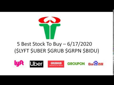 5 Best Stock To Buy – 6/17/2020 – ($LYFT $UBER $GRUB $GRPN $BIDU)